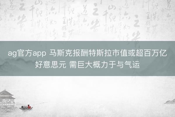 ag官方app 马斯克报酬特斯拉市值或超百万亿好意思元 需巨大概力于与气运