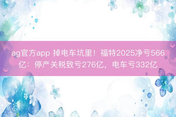 ag官方app 掉电车坑里！福特2025净亏566亿：停产关税致亏276亿，电车亏332亿