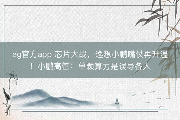 ag官方app 芯片大战，逸想小鹏嘴仗再升温！小鹏高管：单颗